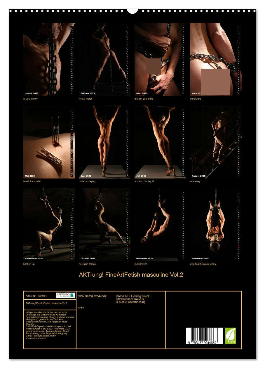 AKT-ung! FineArtFetish masculine Vol.2 (hochwertiger Premium Wandkalender 2025 DIN A2 hoch), Kunstdruck in Hochglanz