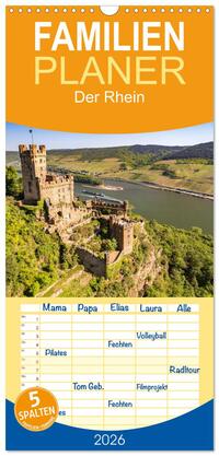 Familienplaner 2026 - Der Rhein mit 5 Spalten (Wandkalender, 21 x 45 cm) CALVENDO