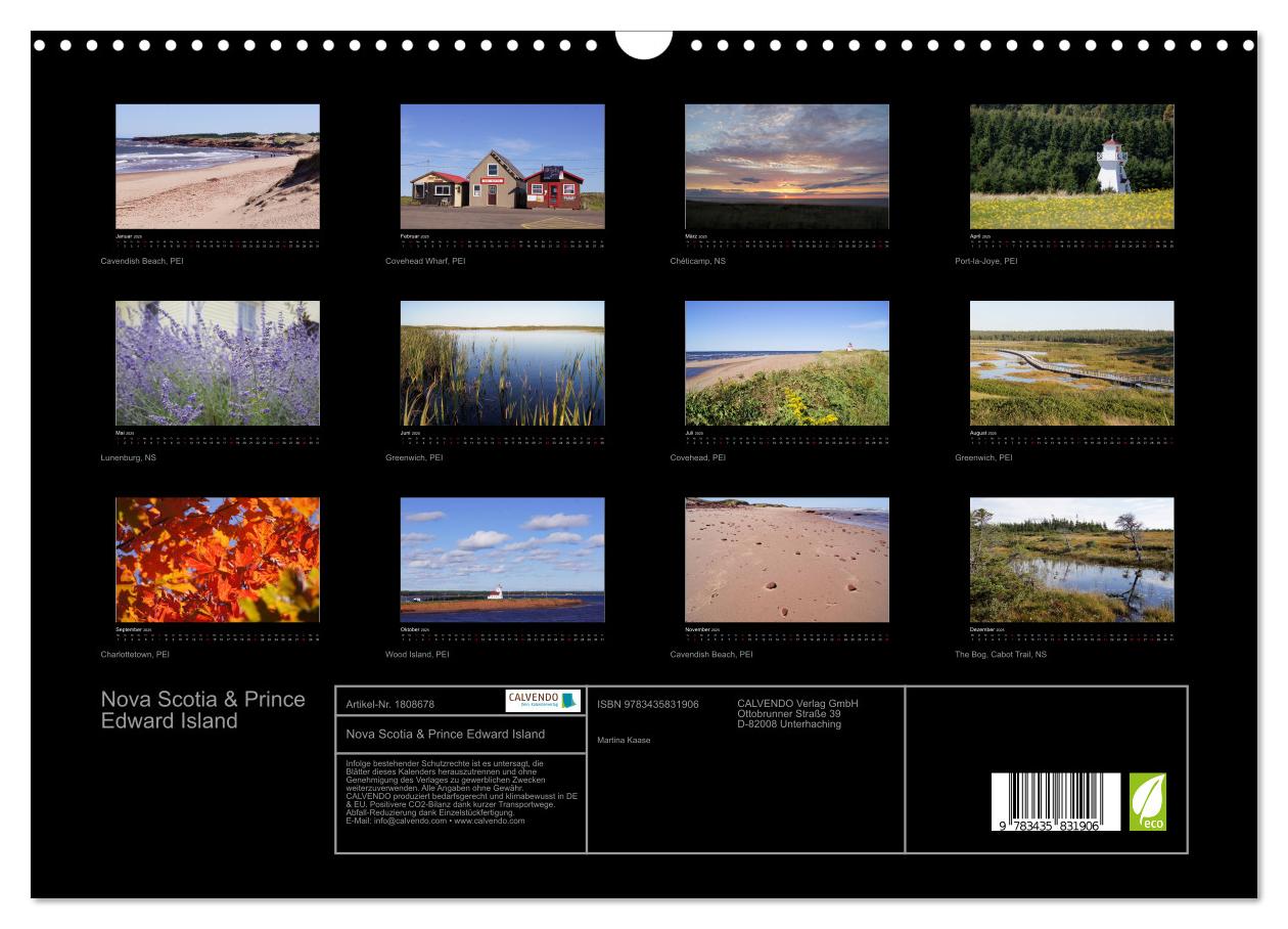 Beispielinhalt (Bild) Nova Scotia & Prince Edward Island (Wandkalender 2025 DIN A3 quer), CALVENDO Monatskalender