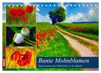 Vorderes Coverbild Bunte Mohnblumen - Impressionen der Mohnblüte in Acrylfarbe (Tischkalender 2025 DIN A5 quer), CALVENDO Monatskalender