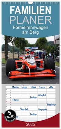 Vorderes Coverbild Familienplaner 2025 - Formelrennwagen am Berg mit 5 Spalten (Wandkalender, 21 x 45 cm) CALVENDO