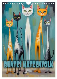 Buntes Katzenvolk (Wandkalender 2026 DIN A4 hoch), CALVENDO Monatskalender
