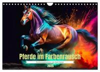 Pferde im Farbenrausch (Wandkalender 2025 DIN A4 quer), CALVENDO Monatskalender