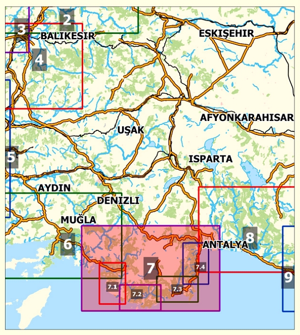 Lykien - Topographische Reisekarte 1:250.000 Türkei (Blatt 7)
