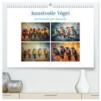 Kunstvolle Vögel (hochwertiger Premium Wandkalender 2025 DIN A2 quer), Kunstdruck in Hochglanz