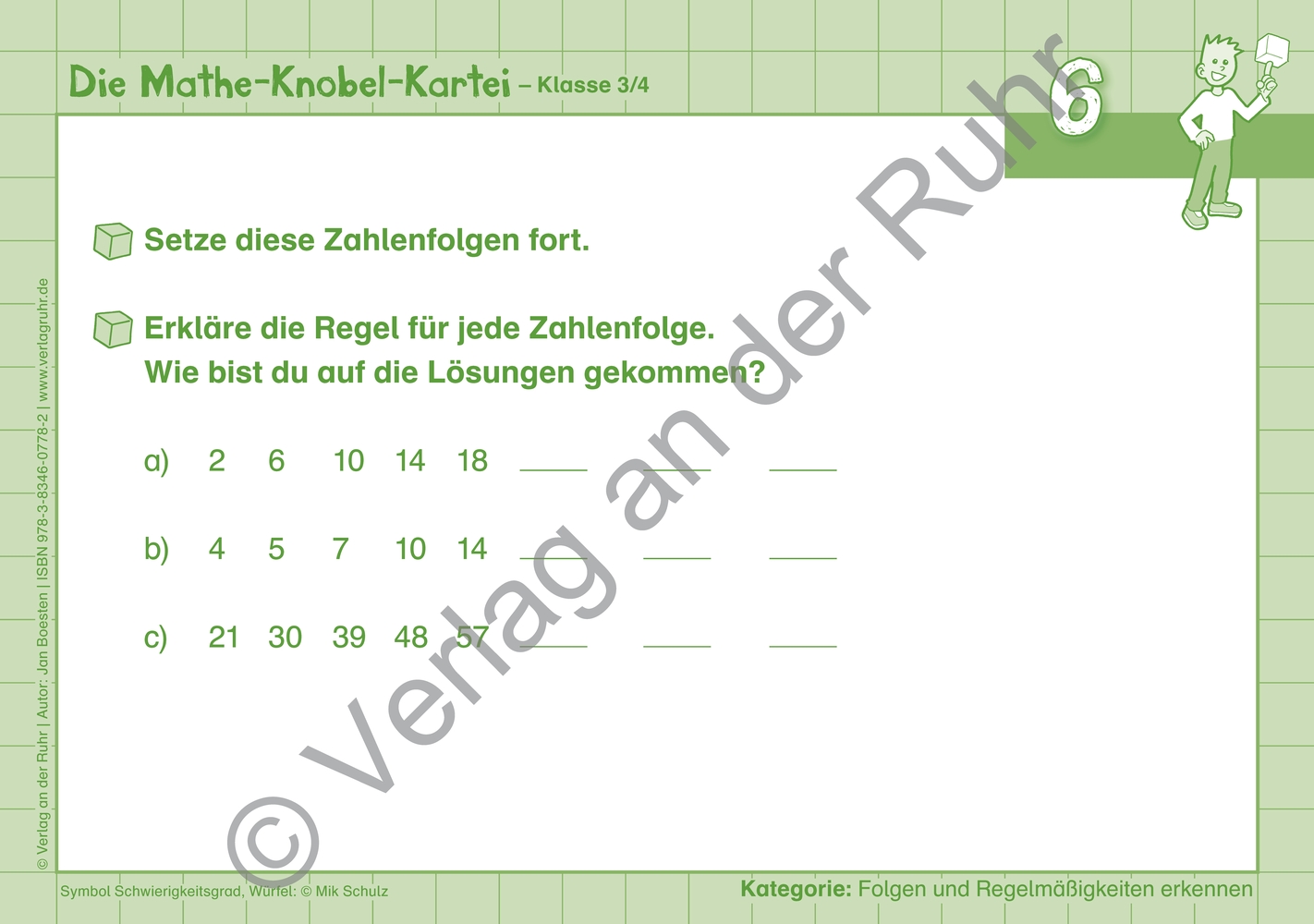 Beispielinhalt (Bild) Die Mathe-Knobel-Kartei – Klasse 3/4