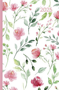 Alpha Edition - Ladytimer Mini Roses 2025 Taschenkalender, 8x11,5cm, Kalender mit 144 Seiten,mit einem Info- und Adressteil im handlichen Miniformat, Monatsübersicht, internationales Kalendarium