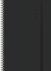 Buchkalender Wochentimer Spirale schwarz 2026