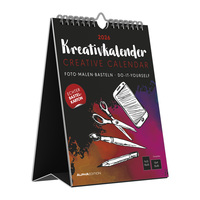 Kreativ-Kalender Tischaufsteller hoch schwarz 2026 - 16 x 20 - Foto, Malen, Basteln A4 - datiert - Kreativkalender - Foto-Kalender - Alpha Edition