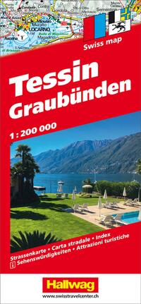 Hallwag Strassenkarte Tessin, Graubünden 1:200.000