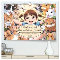 Mädchen und ihre tierischen Freunde - Tierisch süße Mangas für Mädchen (hochwertiger Premium Wandkalender 2025 DIN A2 quer), Kunstdruck in Hochglanz