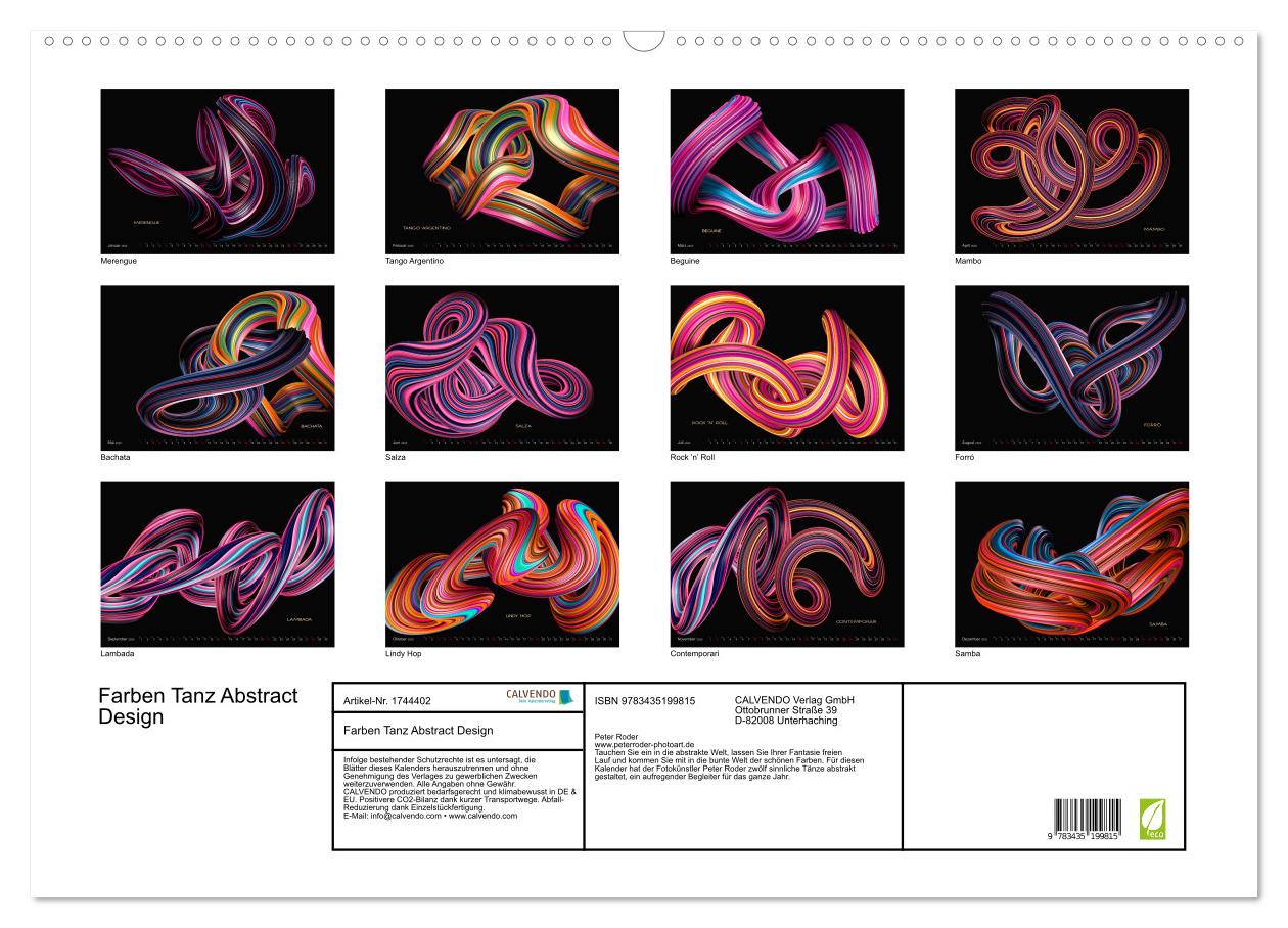 Beispielinhalt (Bild) Farben Tanz Abstract Design (Wandkalender 2025 DIN A2 quer), CALVENDO Monatskalender