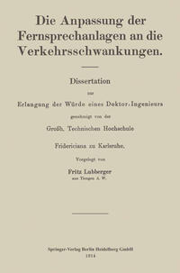 Vorderes Coverbild Die Anpassung der Fernsprechanlagen an die Verkehrsschwankungen