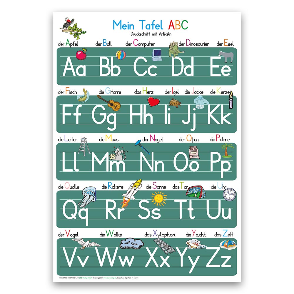 Mein Tafel-ABC in Druckschrift mit Artikeln + Meine Zahlen Tafel in Druckschrift-Set