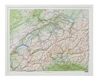 Kümmerly+Frey Relief Karte Schweiz mit Holzrahmen weiss lackiert 1:500.000