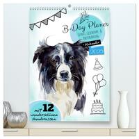 Vorderes Coverbild B-DAY PLANER - Aquarell Hunderassen - Für Termine, Geschenke, Eventdetails & mehr (hochwertiger Premium Wandkalender 2025 DIN A2 hoch), Kunstdruck in Hochglanz