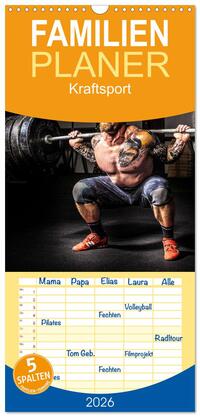 Familienplaner 2026 - Kraftsport mit 5 Spalten (Wandkalender, 21 x 45 cm) CALVENDO