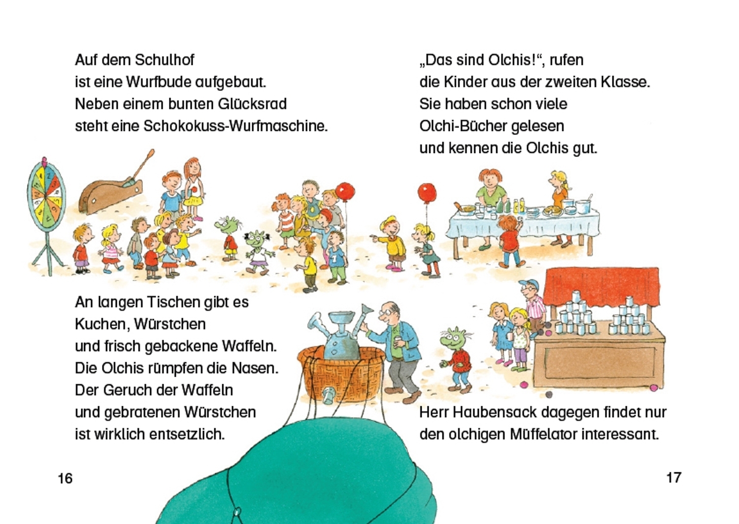 Beispielinhalt (Bild) Die Olchis auf dem Schulfest
