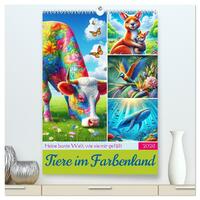 Tiere im Farbenland - Meine bunte Welt, wie sie mir gefällt (hochwertiger Premium Wandkalender 2026 DIN A2 hoch), Kunstdruck in Hochglanz