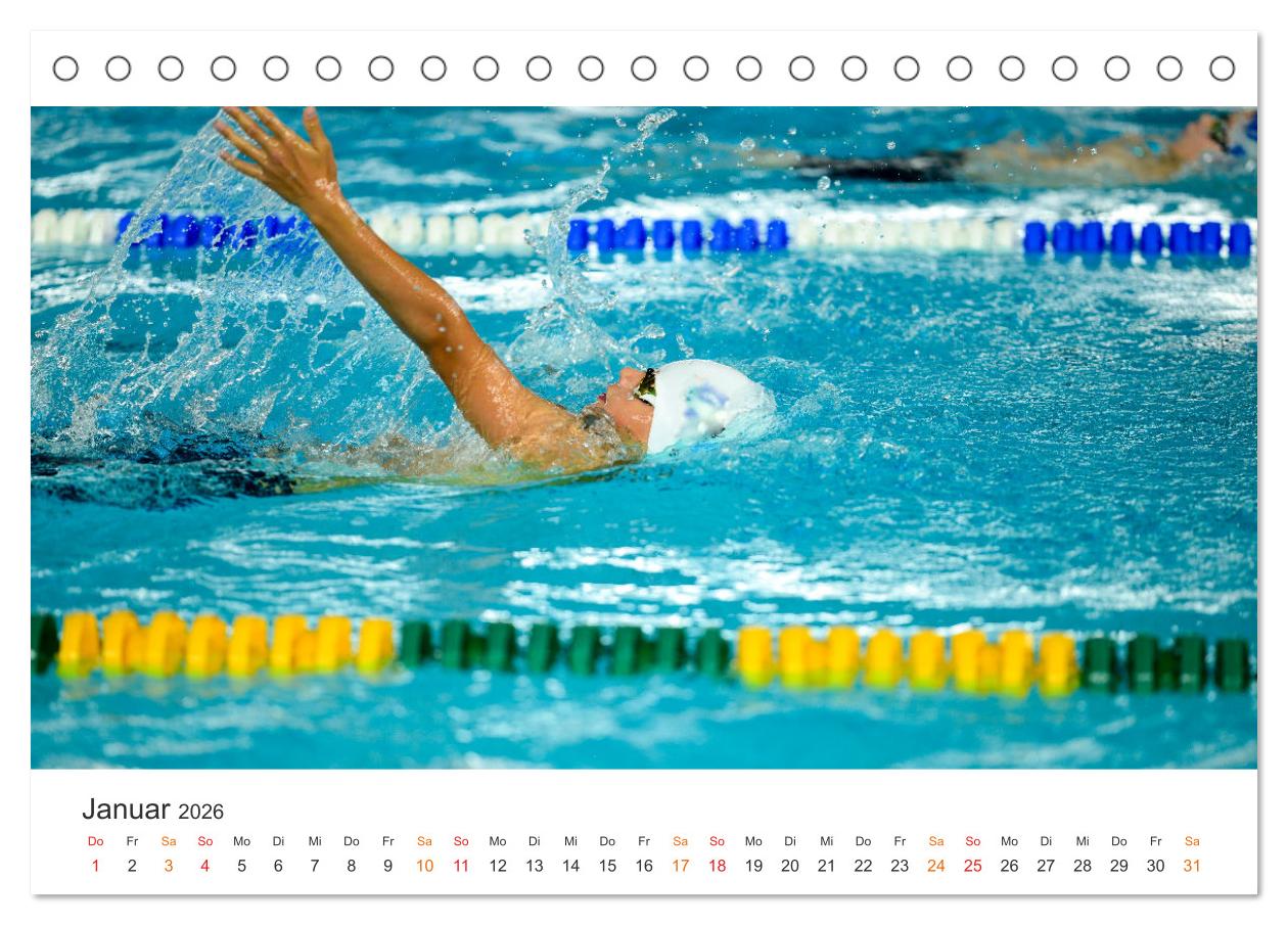 Schwimmen - Bahn für Bahn (Tischkalender 2026 DIN A5 quer), CALVENDO Monatskalender