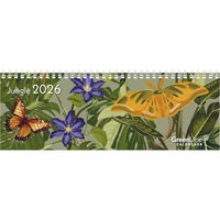 Tischquerkalender Jungle 2026 – hübsches Blumendesign – 29,7 x 10,5 cm – Spiralbindung – mit viel Platz für Einträge
