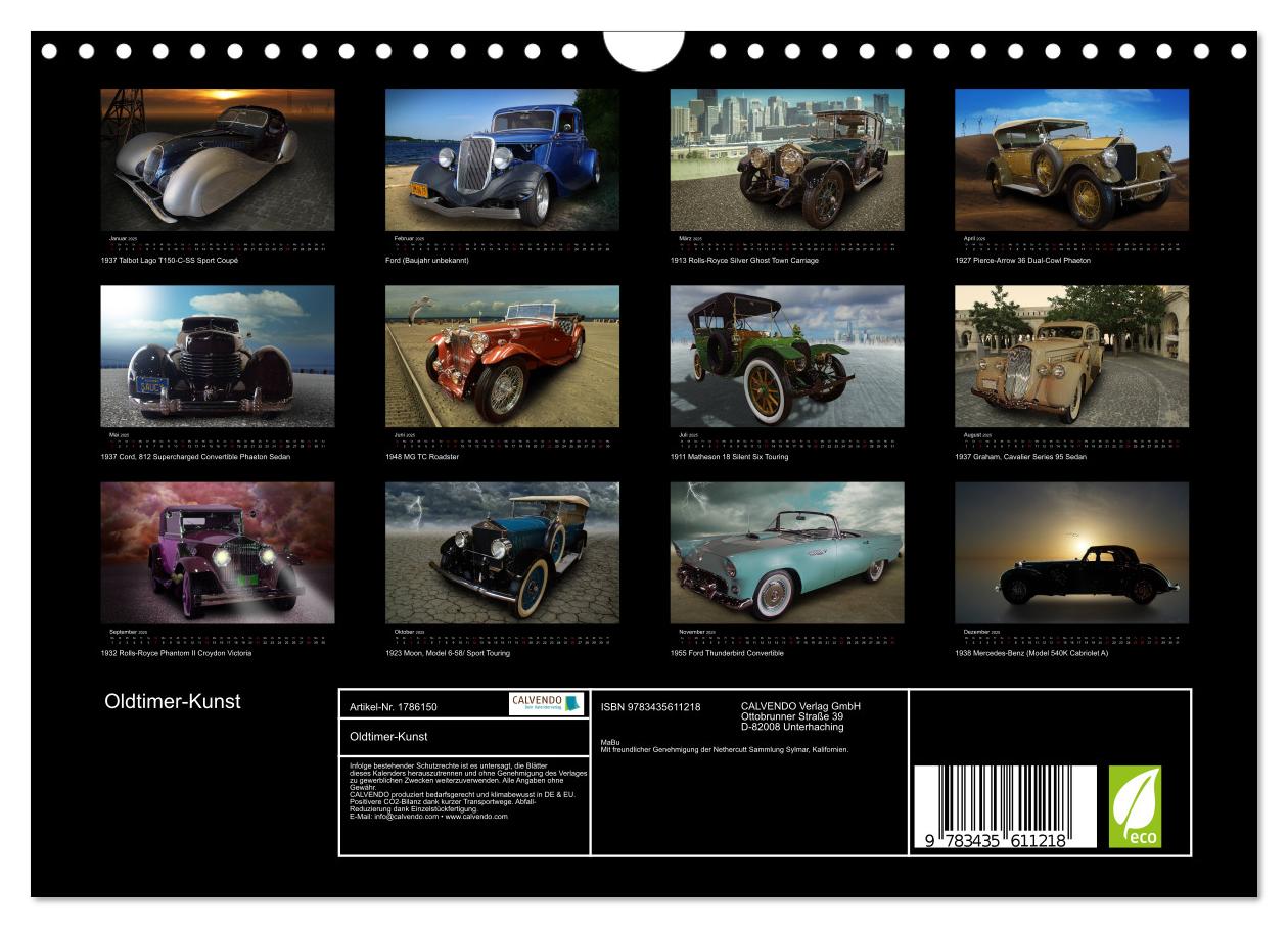 Beispielinhalt (Bild) Oldtimer-Kunst (Wandkalender 2025 DIN A4 quer), CALVENDO Monatskalender