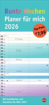 Vorderes Coverbild Bunte Wochen Planer für mich 2026