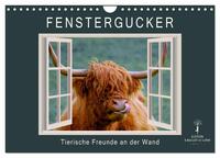 Fenstergucker - tierische Freunde an der Wand (Wandkalender 2025 DIN A4 quer), CALVENDO Monatskalender