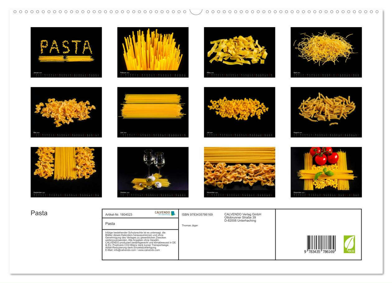 Pasta (hochwertiger Premium Wandkalender 2025 DIN A2 quer), Kunstdruck in Hochglanz