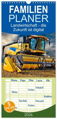 Familienplaner 2026 - Landwirtschaft - die Zukunft ist digital mit 5 Spalten (Wandkalender, 21 x 45 cm) CALVENDO