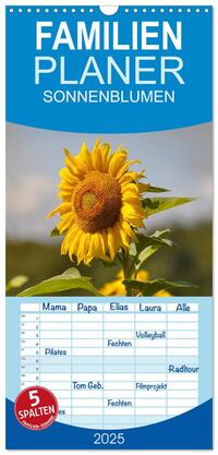 Familienplaner 2025 - Sonnenblumen 2025 mit 5 Spalten (Wandkalender, 21 x 45 cm) CALVENDO