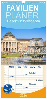 Familienplaner 2026 - Daheim in Wiesbaden mit 5 Spalten (Wandkalender, 21 x 45 cm) CALVENDO