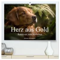 Herz aus Gold - Retriever zum Verlieben (hochwertiger Premium Wandkalender 2026 DIN A2 quer), Kunstdruck in Hochglanz