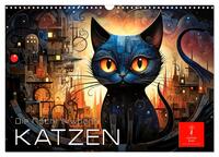 Vorderes Coverbild Katzen - die Nacht erwacht (Wandkalender 2026 DIN A3 quer), CALVENDO Monatskalender