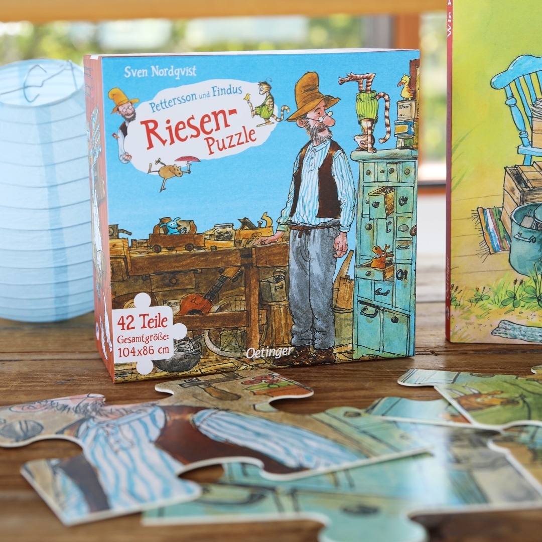 Pettersson und Findus. Riesen-Puzzle. Petterssons Tischlerschuppen. 42 Teile, Gesamtgröße 104 x 86 cm