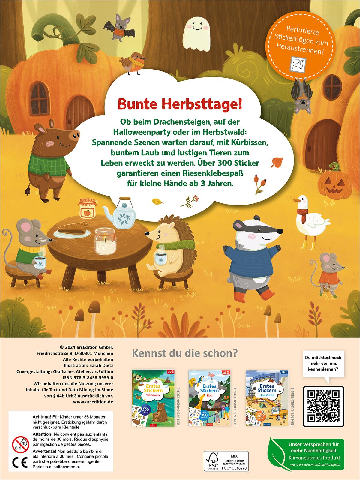 Rückseitencover Erstes Stickern – Im Herbst