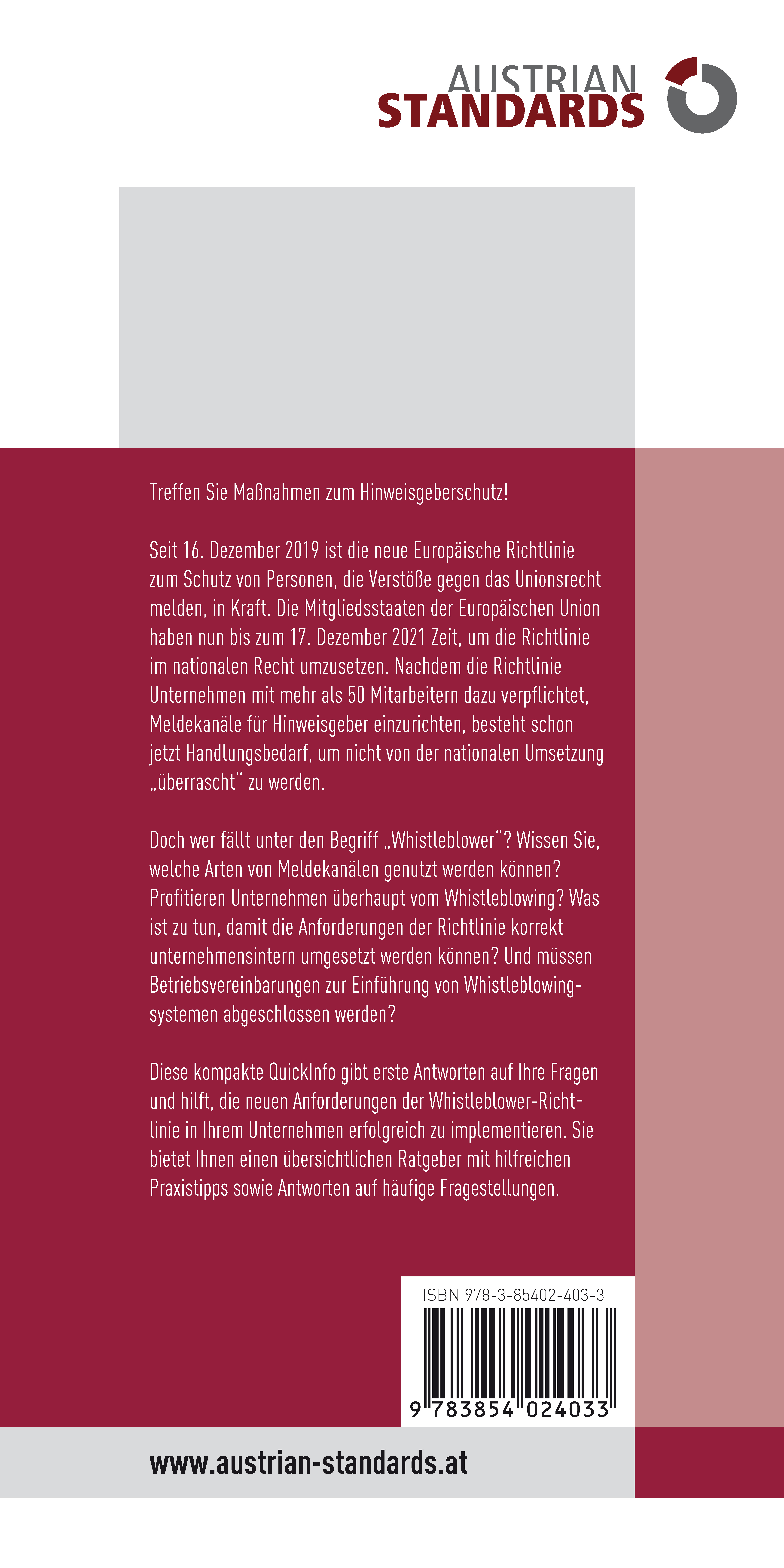 Rückseitencover EU-Whistleblower-Richtlinie kompakt