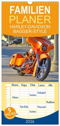 Familienplaner 2026 - BEST OF HARLEY-DAVIDSON BAGGER-STYLE mit 5 Spalten (Wandkalender, 21 x 45 cm) CALVENDO