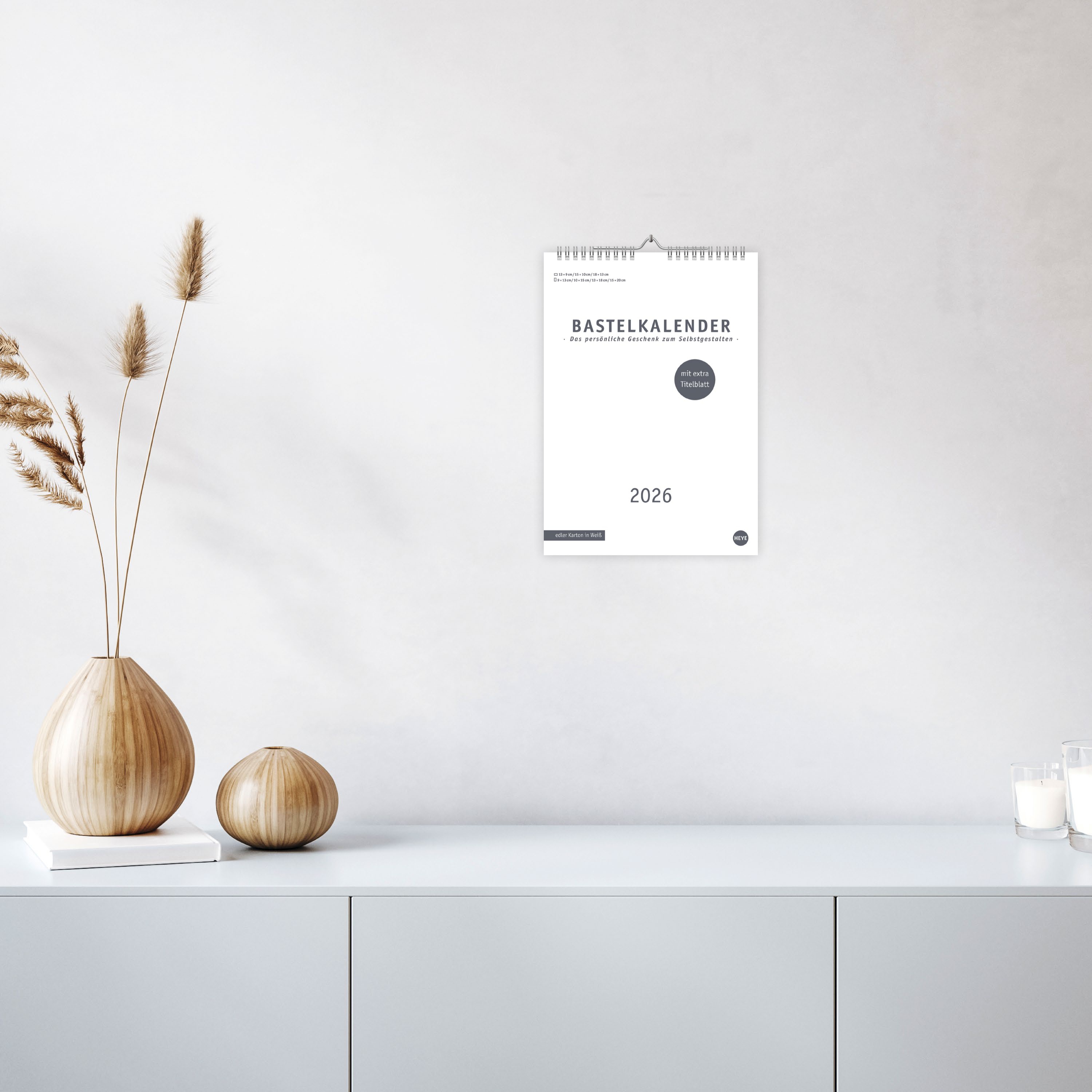 Premium-Bastelkalender weiß A4 2026