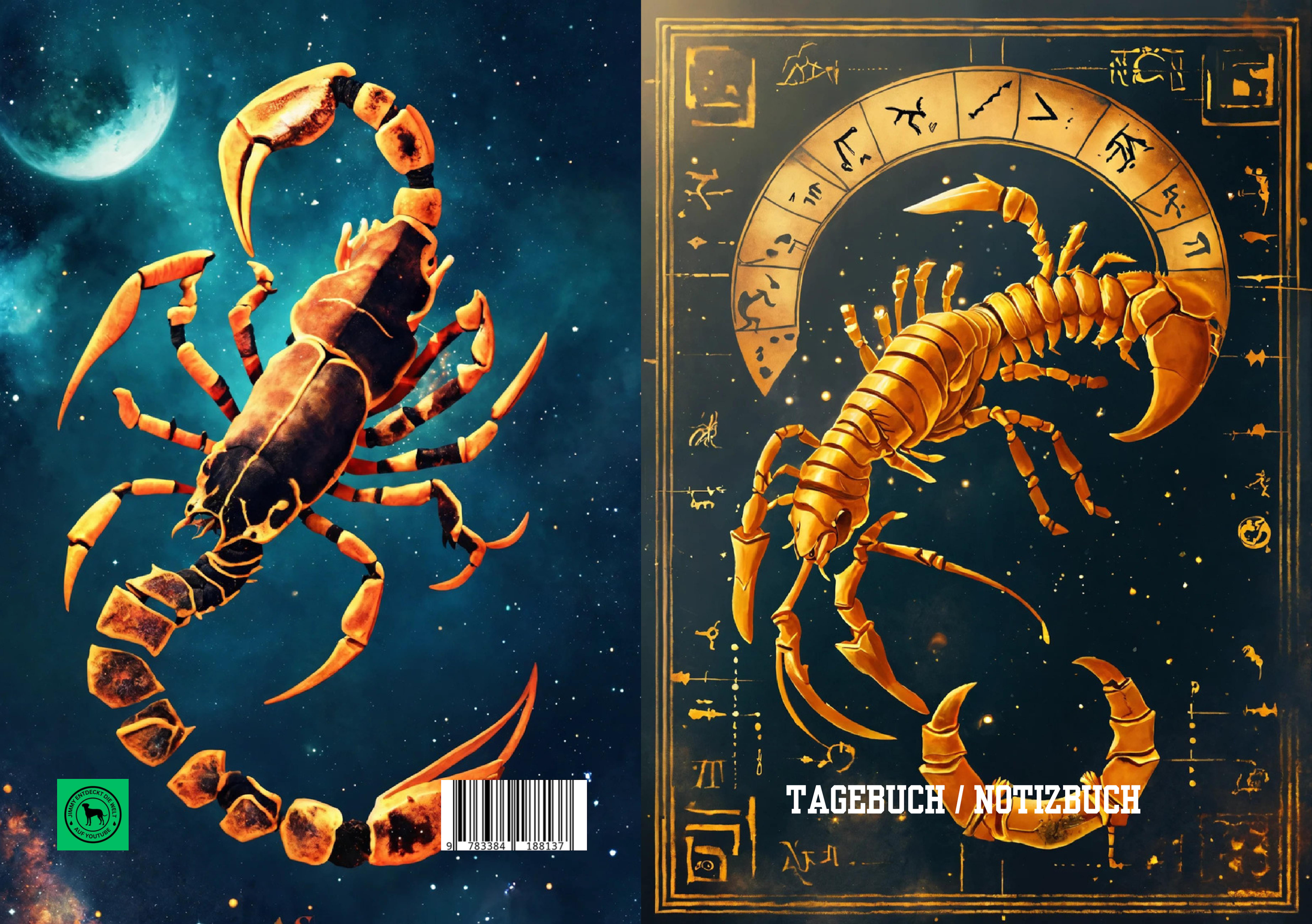 Gesamtes Coverbild Tagebuch / Notizbuch Sternzeichen Skorpion