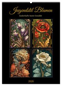 Jugendstil Blumen (Wandkalender 2026 DIN A2 hoch), CALVENDO Monatskalender