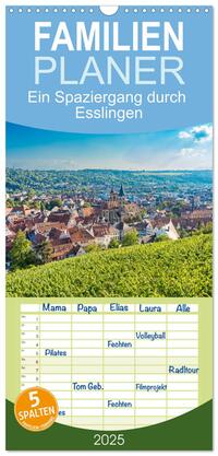 Familienplaner 2025 - Ein Spaziergang durch Esslingen mit 5 Spalten (Wandkalender, 21 x 45 cm) CALVENDO