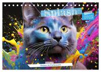 Splash - Katzen im Farbrausch (Tischkalender 2025 DIN A5 quer), CALVENDO Monatskalender