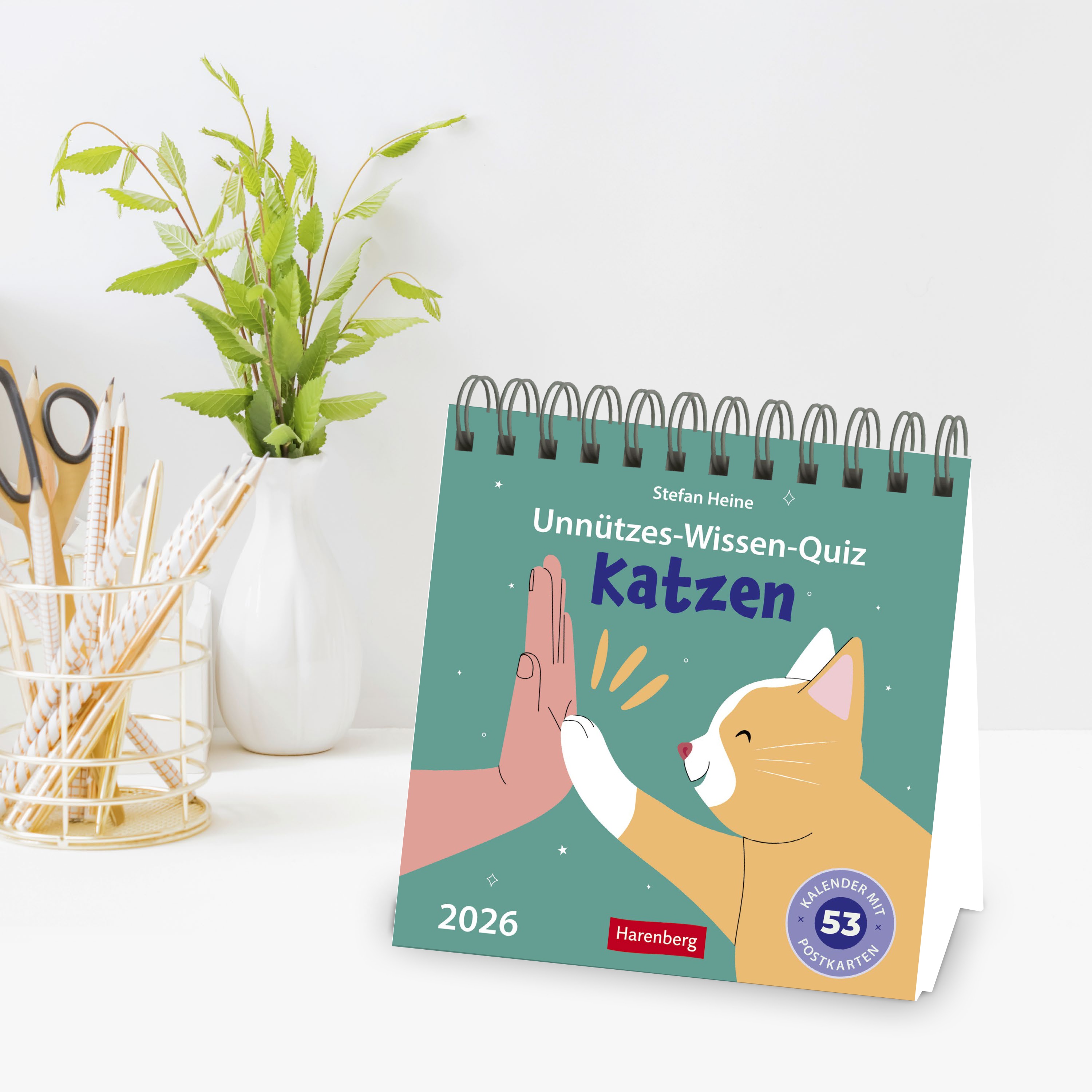 Unnützes-Wissen-Quiz Katzen Premium-Postkartenkalender - Kalender mit 53 Rätselkarten