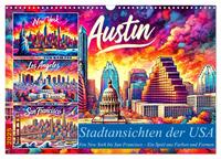 Stadtansichten der USA in Tusche (Wandkalender 2025 DIN A3 quer), CALVENDO Monatskalender
