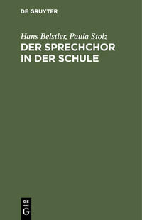 Der Sprechchor in der Schule