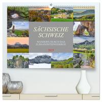 Sächsische Schweiz - Wandern durch das Elbsandsteingebirge (hochwertiger Premium Wandkalender 2025 DIN A2 quer), Kunstdruck in Hochglanz