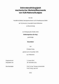 Dehnratenabhängigkeit mechanischer Werkstoffkennwerte von Kalk-Natronsilicatglas