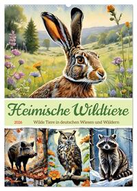 Heimische Wildtiere 2026 (Wandkalender 2026 DIN A2 hoch), CALVENDO Monatskalender
