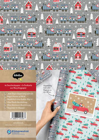Kinder Geschenkpapier Set "Weihnachten/ Fahrzeuge" mit Eisenbahn und Autos